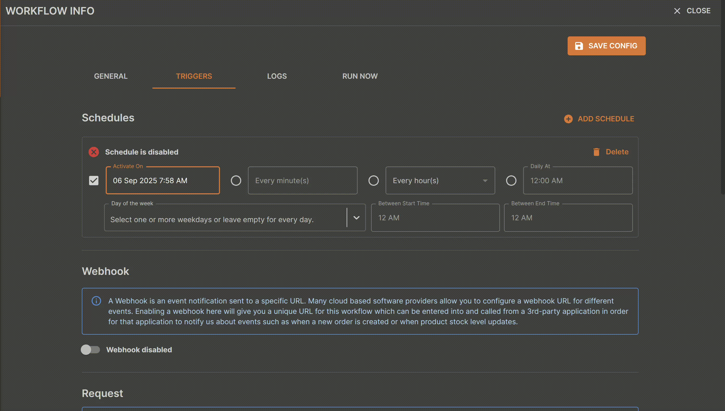 Edit Workflow - Schedule Recurrence