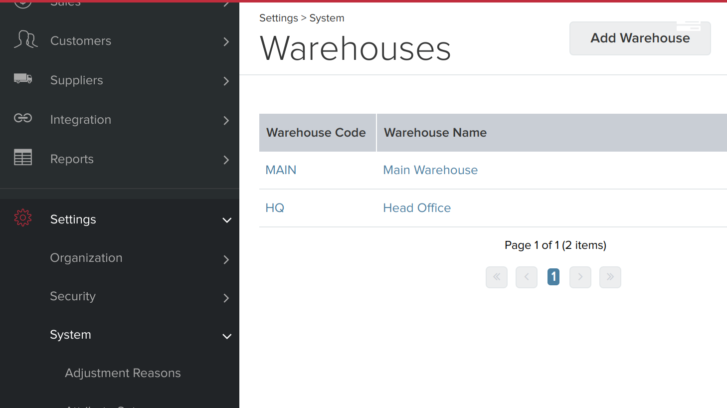 Unleashed Warehouse Codes