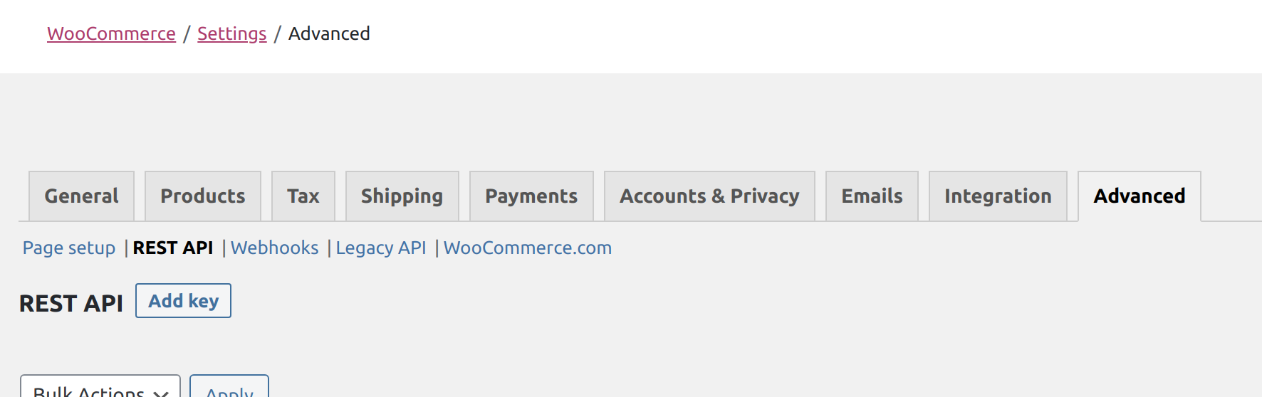 WooCommerce API Settings WooCommerce API Settings