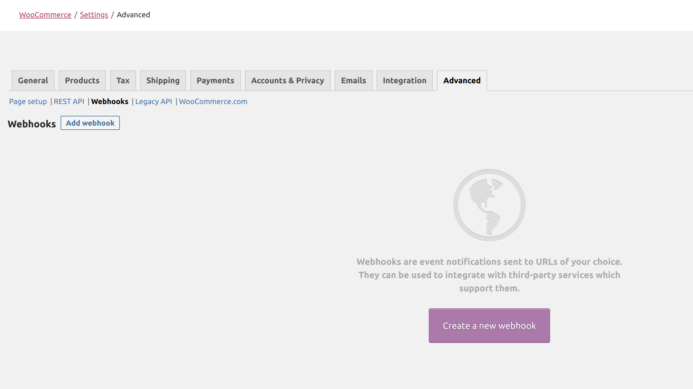 WooCommerceWebhook Settings WooCommerce Webhook Settings