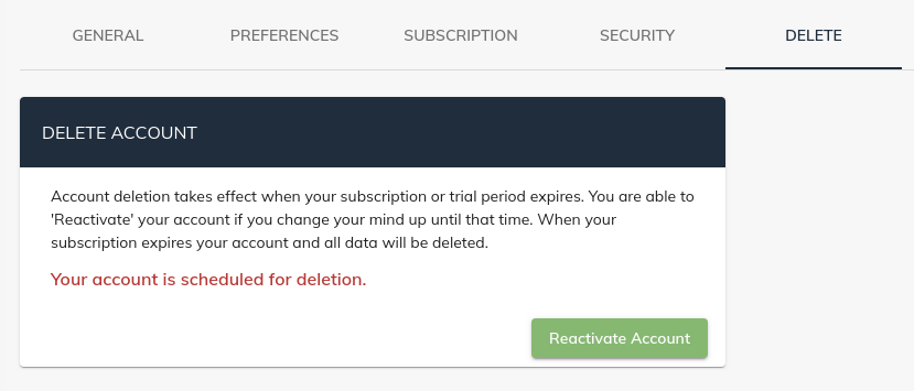 Reactivate Account