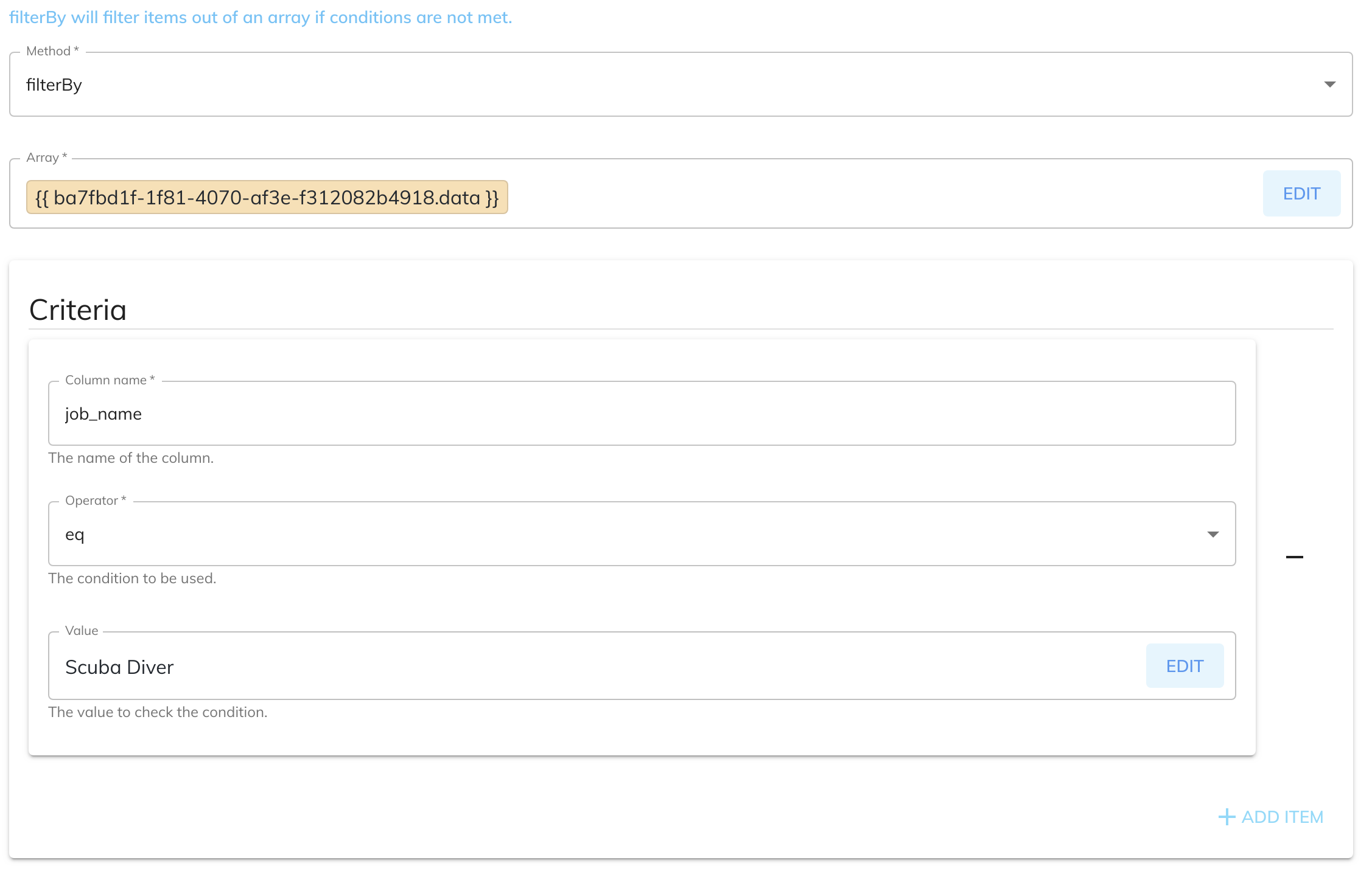 Array Filter Configuration Array Filter Configuration