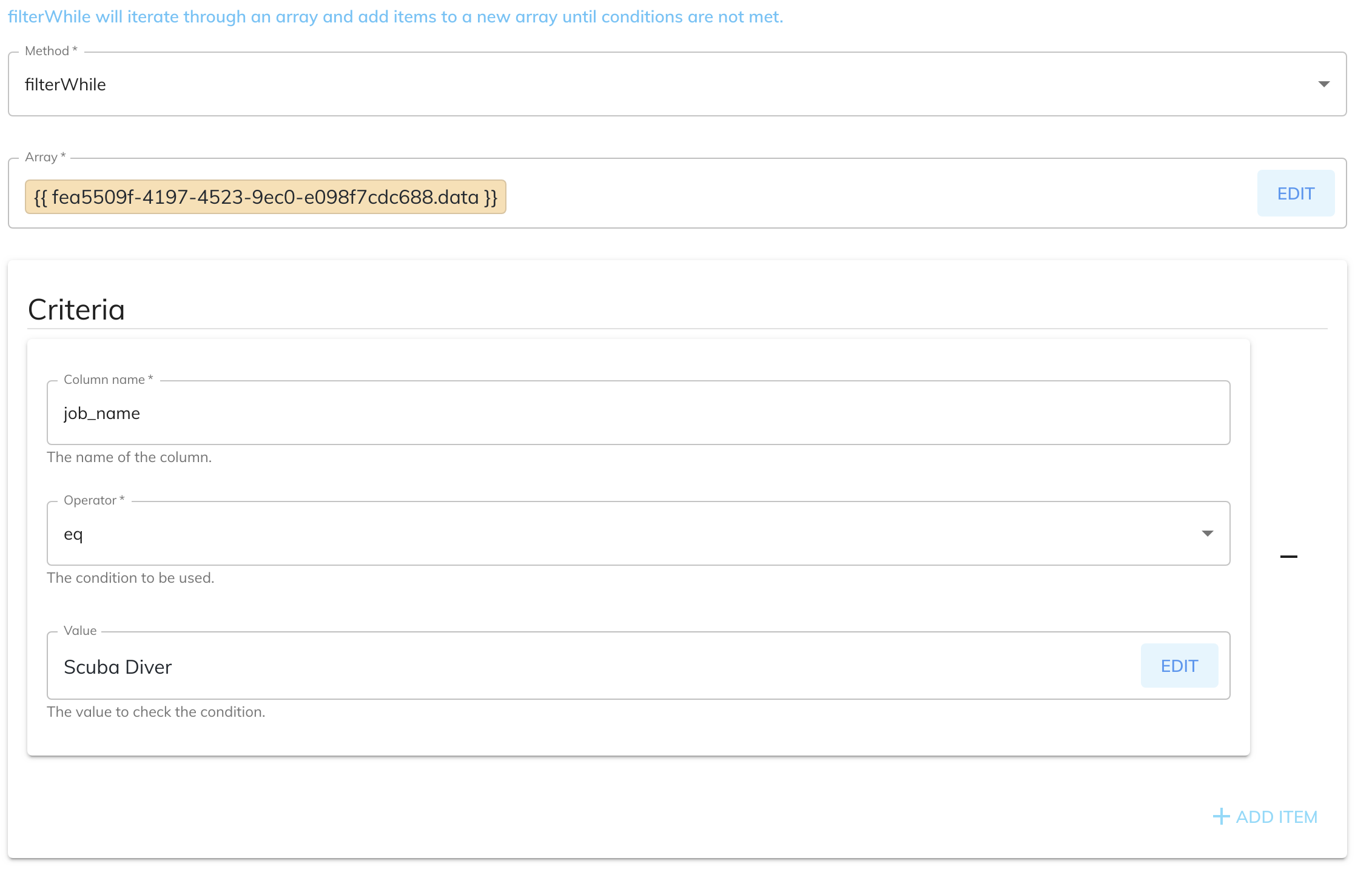 Filter While Configuration Filter While Configuration