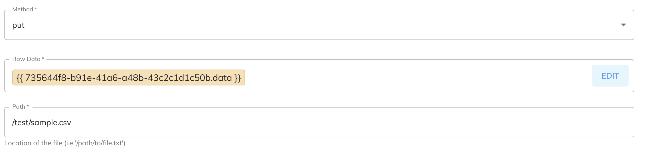 PUT Configuration