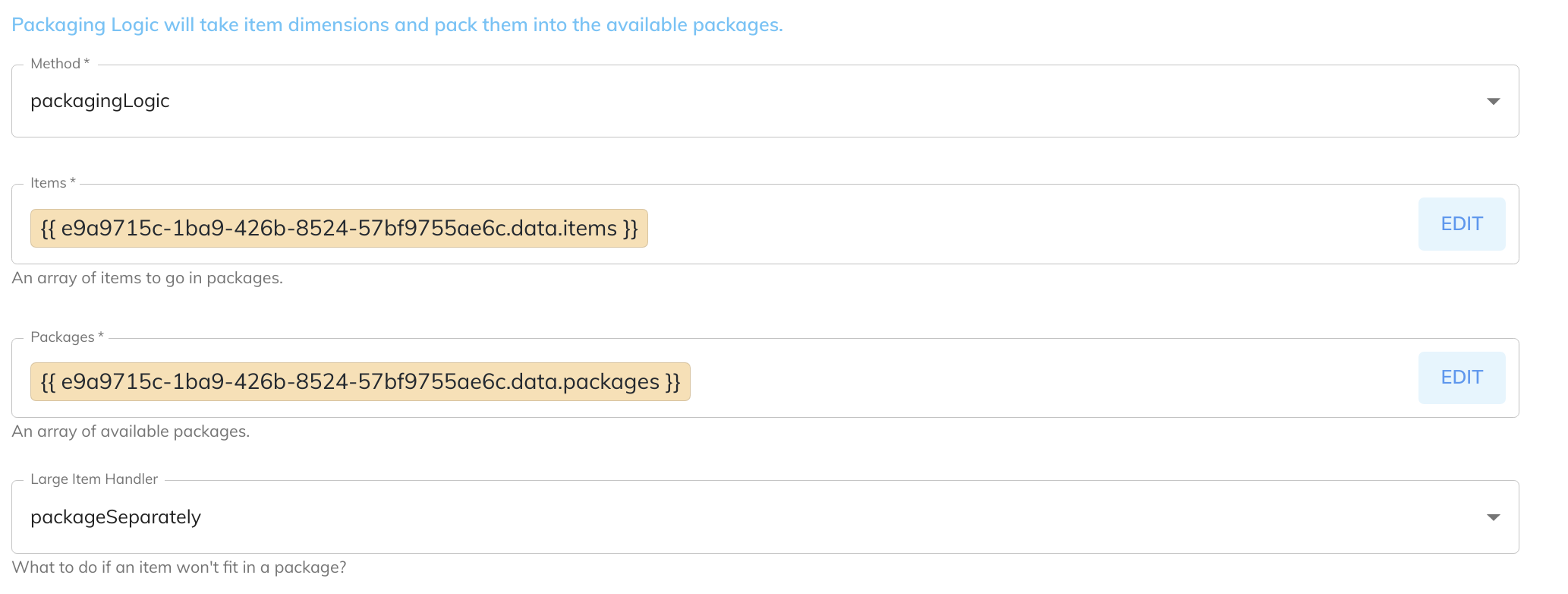Packaging Logic Configuration