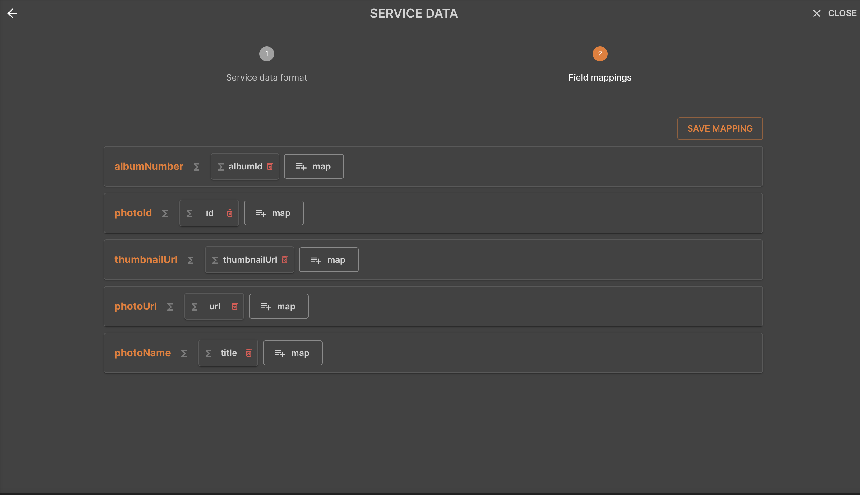 Service Data - Map