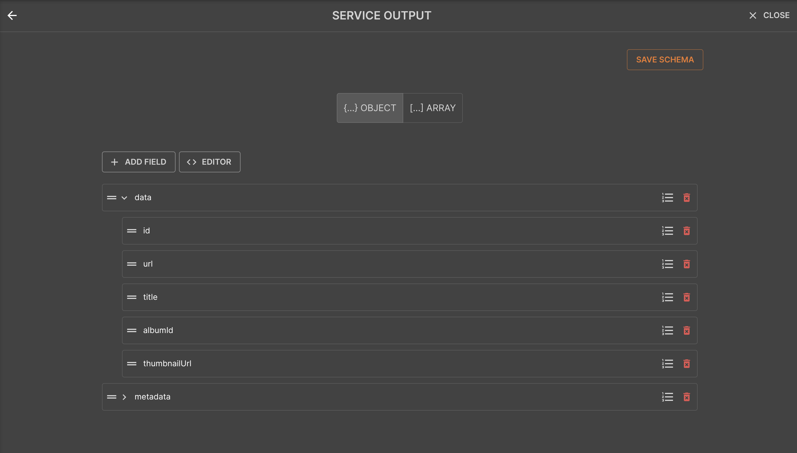 Service Output - Schema